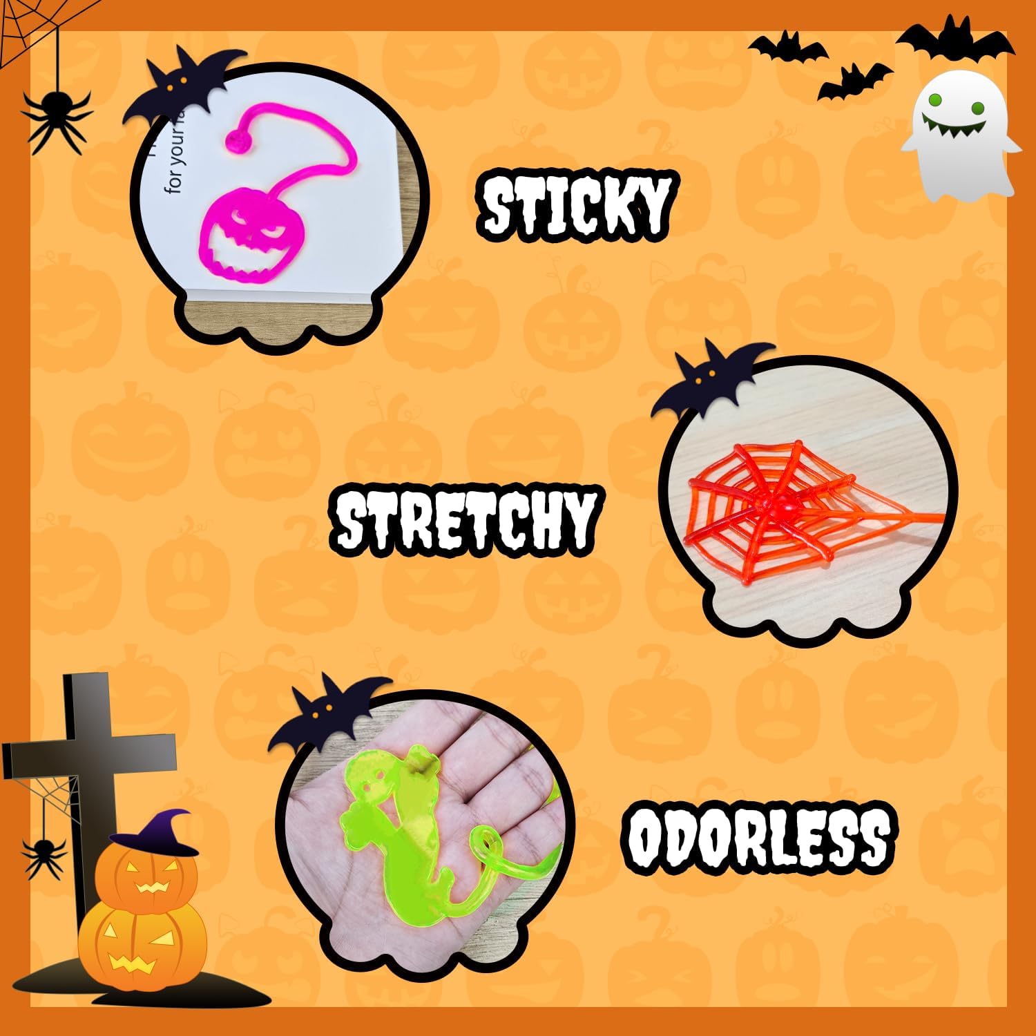 Skiennix Halloween Sticky Hands | Bulk Party Favors for Kids - 100-300 Pcs, Non-Candy Treats