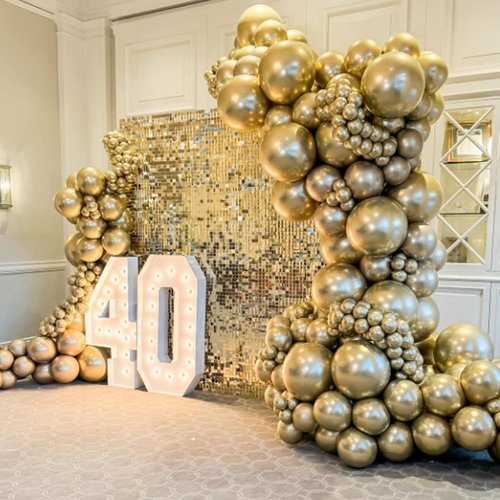 Awenztech Metallic Gold Balloons - 12 Inch Chrome Latex Balloons | 50pcs for Graduation & Wedding Decor
