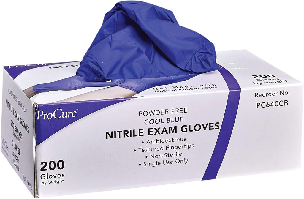 ProCure Disposable Nitrile Gloves - Latex Free, Powder Free, 200 Count Medical Exam Gloves