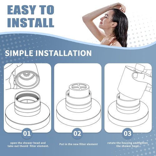 3-Pack Replacement Filter for JOLIE Shower Head, Compatible with JOLIE Shower Filter Cartridge, Reduces Chlorine, Heavy Metals & Impurities, Softens Skin & Hair