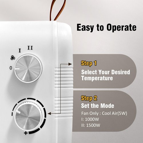 CTSC Space Heater, 1500W Space Heaters for Indoor Use with Thermostat, High-efficiency PCT heating material, Safe and Quiet Portable Heater with Heating and Fan Modes for Bedroom, Home and Office
