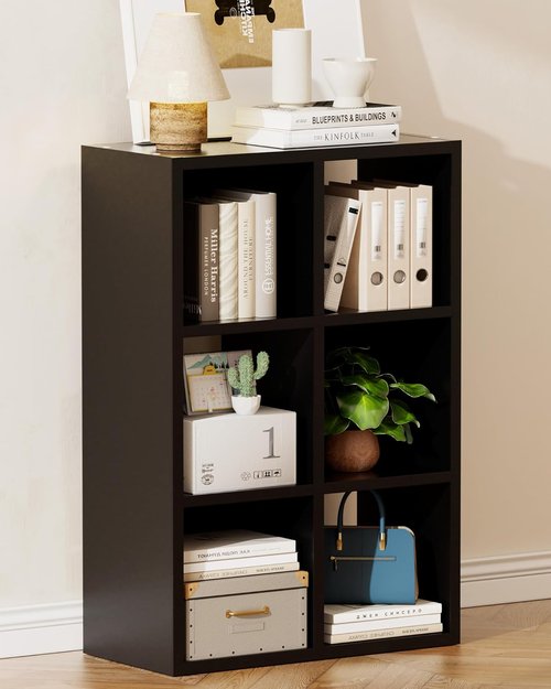 GTPLAYER 6-Cube Storage Organizer - Versatile Bookcase for Closet & Home Office | Fits 11" Bins, Black