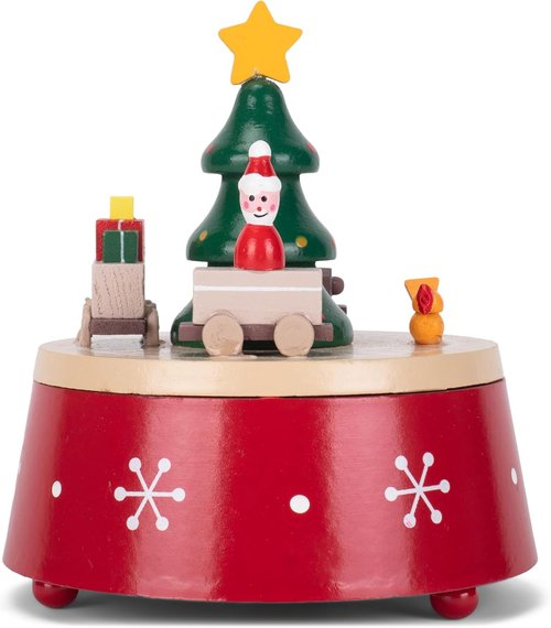 Cottage Garden Musical Christmas Figurine - 6-Inch Rotating Tree with Red Snowflakes | Plays Jingle Bells