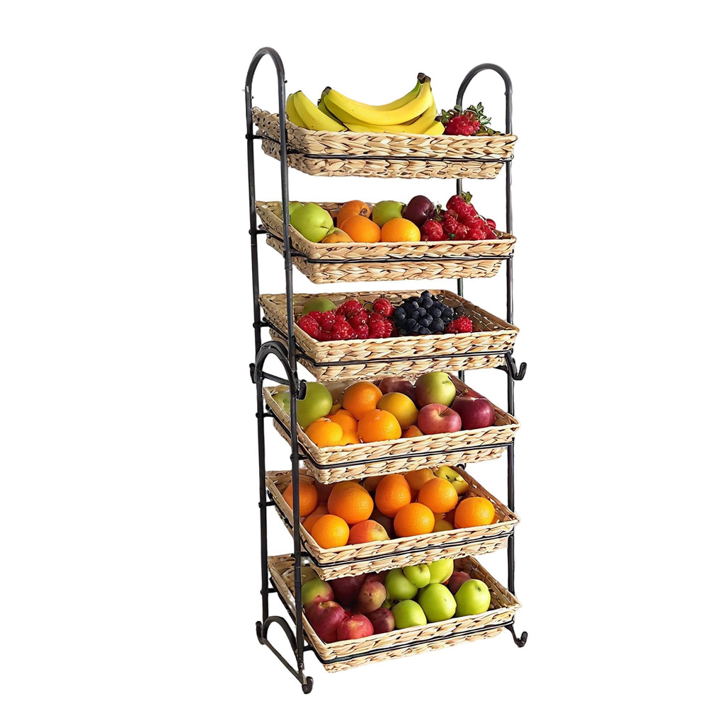 Lihou PapaQ Stackable Candy Display Rack with Rattan |Stackable Candy Organizer|Multi-Function Snack Rack&Shelf for Chips |Perfect Display Solution for Stores (Brown, Large)