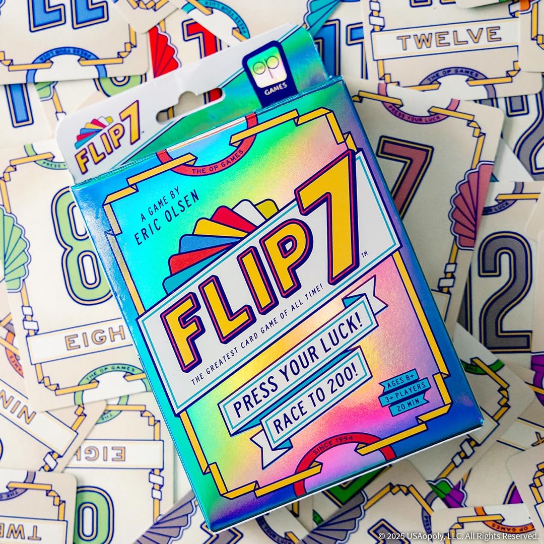 USAOPOLY Flip 7 Card Game - Fast-Paced Strategy & Luck for 3+ Players | Perfect for Game Nights, Ages 8+