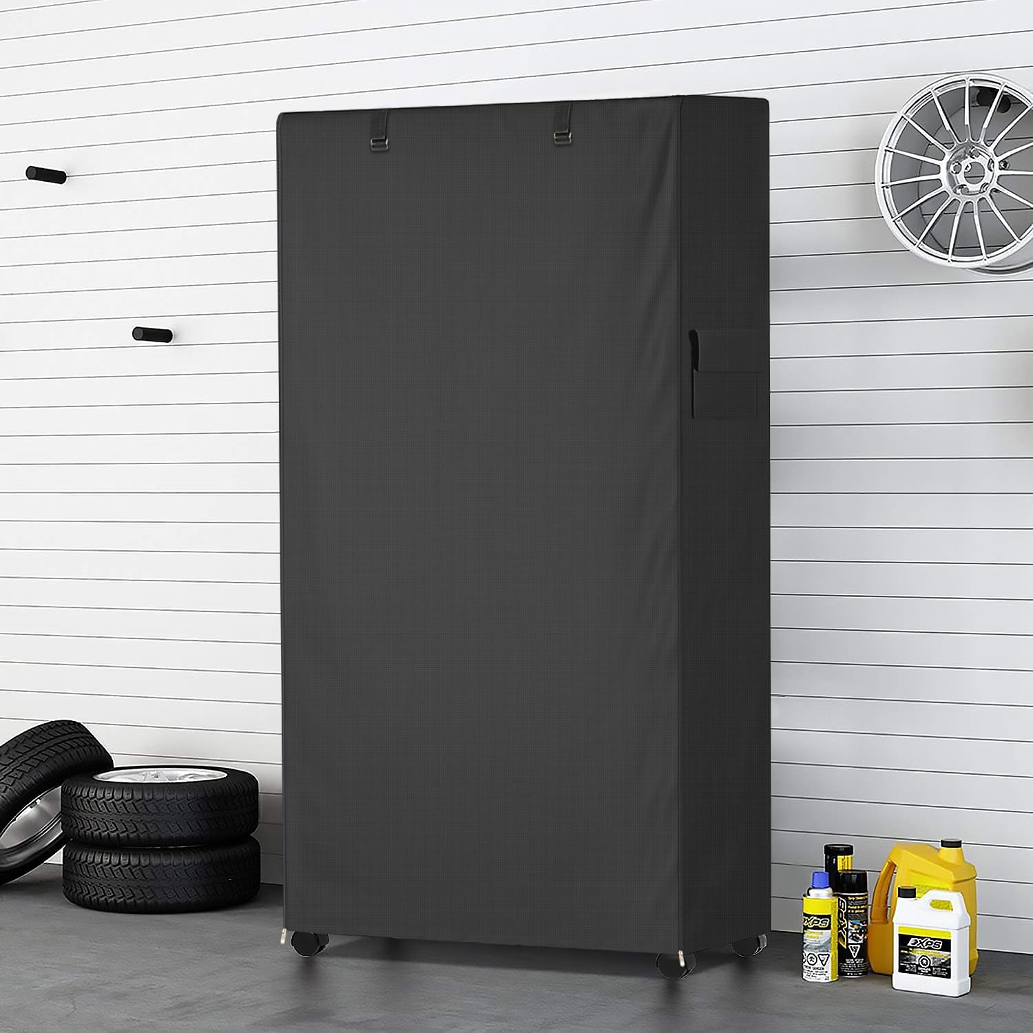 Dalema Storage Shelf Cover,Outdoor Heavy Duty 600D 36''W x 14''D x 54''H Dustproof Waterproof Shelf Covers for Wire Shelving,Storage Rack Cover with Zipper