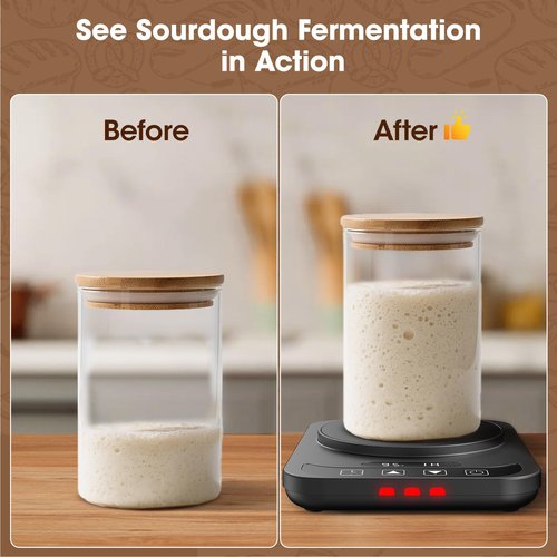 Sourdough Starter Warmer with Temperature Display,Sourdough Warming Mats 100℉ Electric Heating 12 Hours Timing Function Sourdough Heating Mat Bread for Baking Supplies Kitchen Bakers (Black)