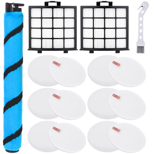 Attemart AZ2002 Filter Replacement for Shark Vertex DuoClean PowerFins AZ2000 AZ2002 UV2500 AZ2000W AZ2001AMZ Upright Vacuum, Part #1483FC2000 XHFAZ2000 XFFKAZ2000, 1 Brushroll, 2 + 6 Filters