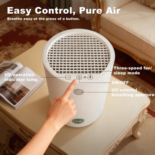 Arint Air Purifiers for Bedroom,H13 True HEPA Air Purifier with 5-Layer Filtration for Pollen/Smoke/Dust/Pet Dander/Odor/Hair,Portable Small Air Purifiers for Home/Office/Living Room(KJ80A White)