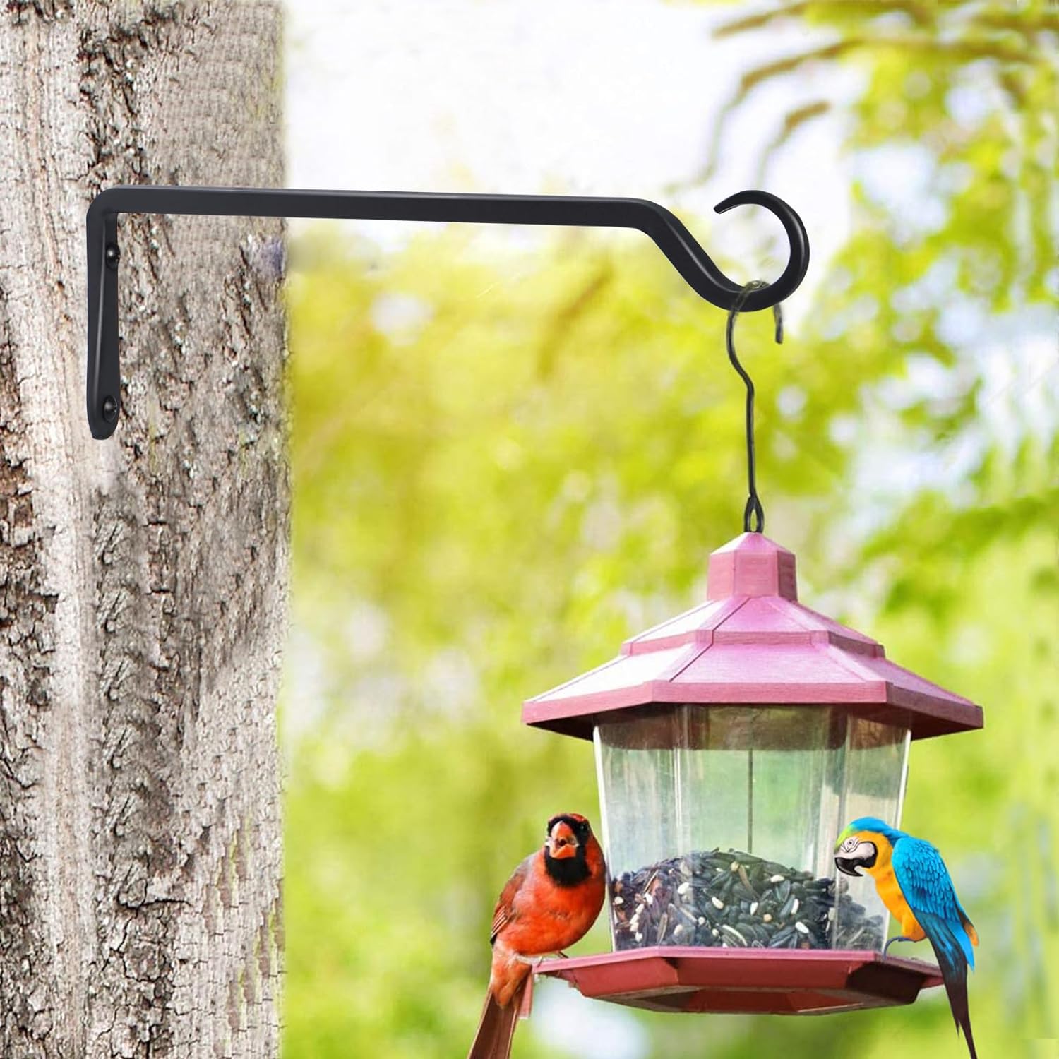 AILIN YELOKIE 12-Inch Plant Hangers - Sturdy Outdoor Hanging Planters & Bird Feeders | Upgraded Black 4-Pack