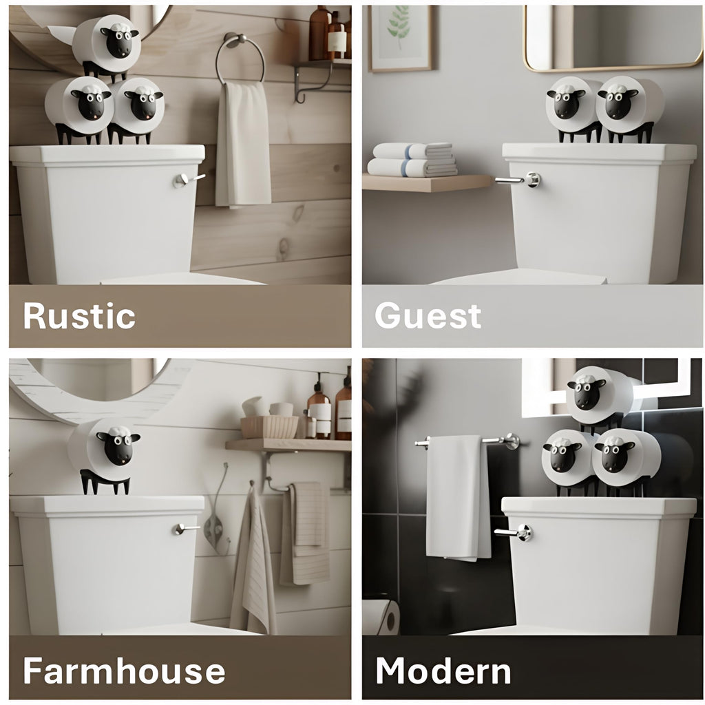 Sheep Toilet Paper Holder 3-Pack, Black Sheep Funny Bathroom Decor, Free Standing Cute Animal Holder, Stylishly Store Extra Toilet Paper, Modern Farmhouse Decor, No Assembly, Funny Gifts