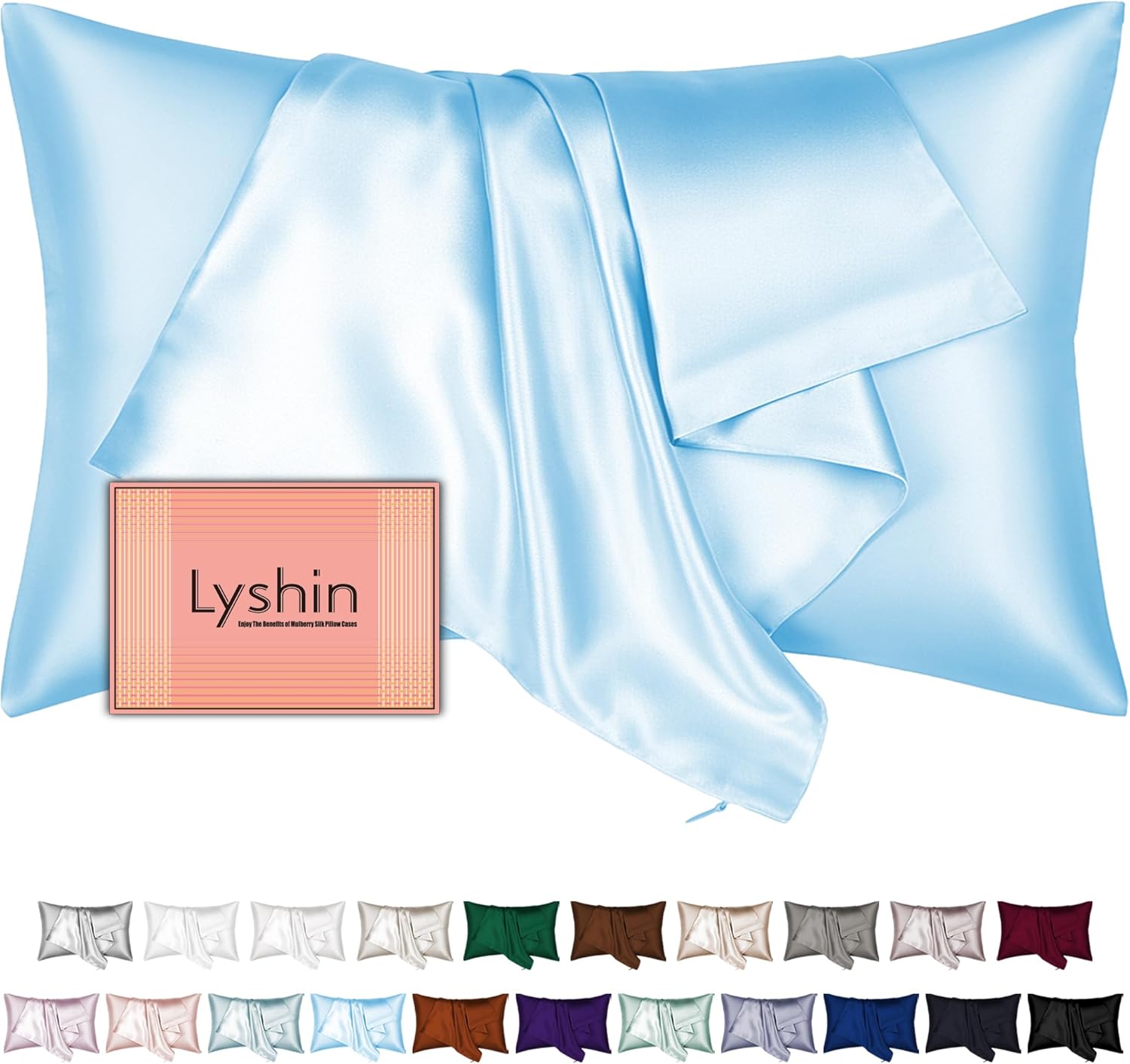 Skiennix Silk Pillowcases - King Size Mulberry Silk for Hair & Skin | Soft, Breathable Cooling in Sky Blue