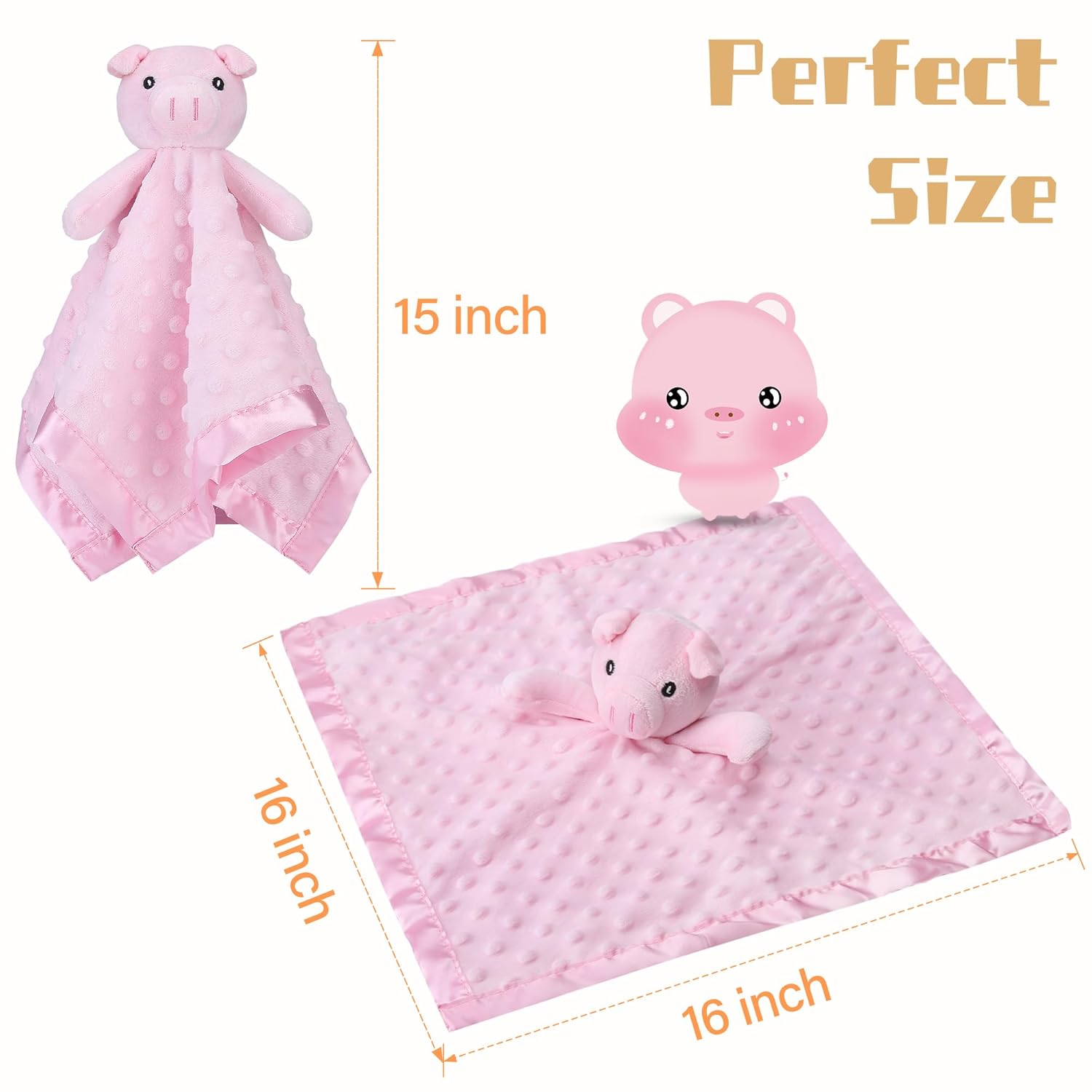 Pro Goleem Pig Lovey - Soft Security Blanket & Snuggle Toy for Newborns | 16 Inch Baby Gift