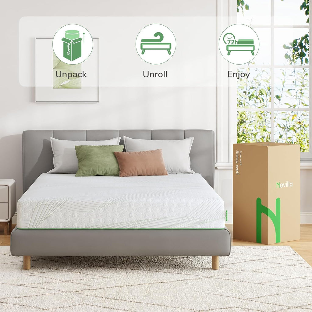 Novilla Twin Mattress - 8 Inch Gel Memory Foam for Back Pain Relief | Medium Firm with Edge Support