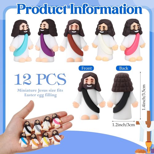 Bememo 12 Pcs Little Jesus Love You Figures - Vibrant Rubber Easter Party Favors for Kids