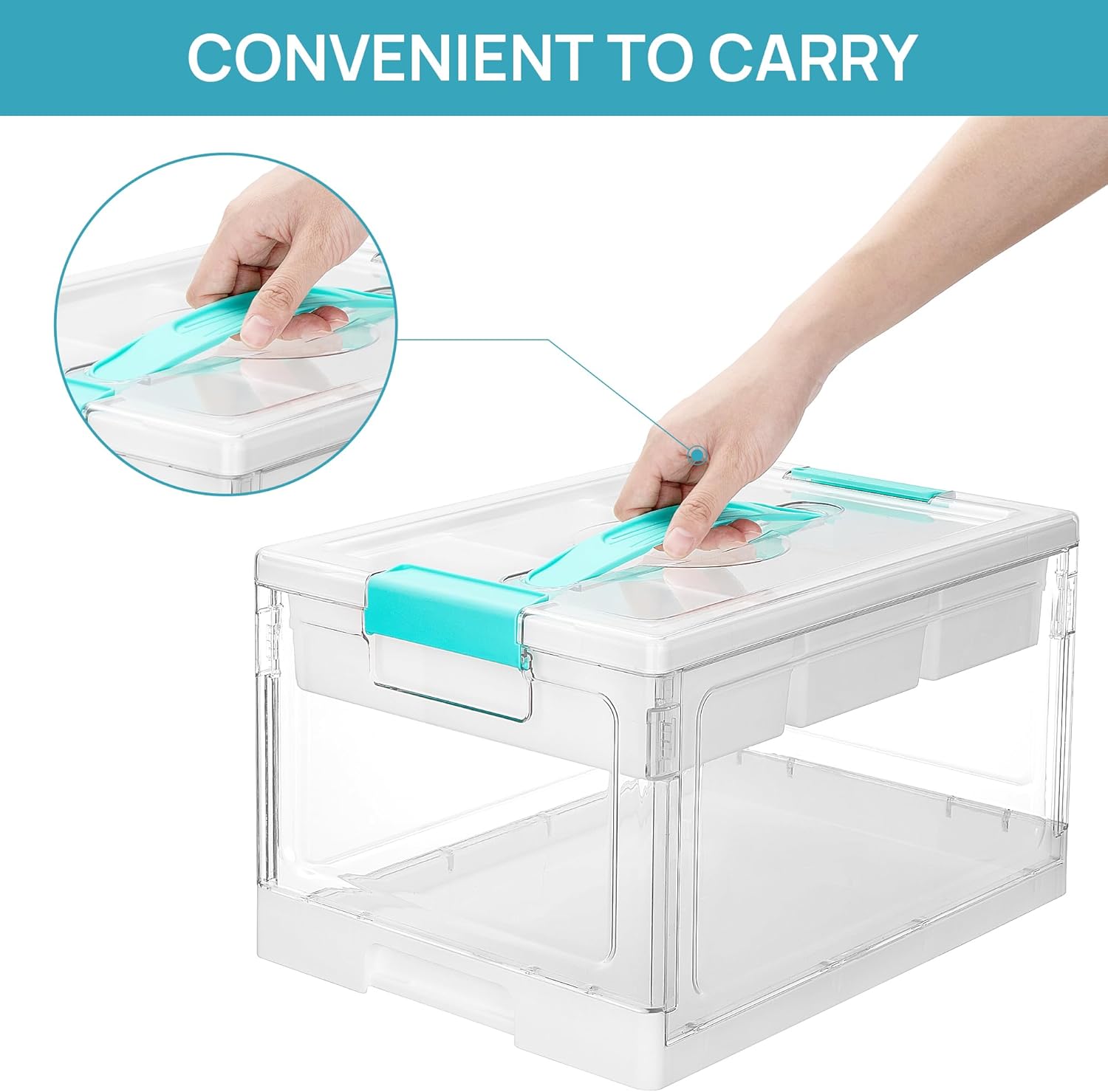 Vtopmart 24 QT Clear Plastic Craft Organizer - Removable Trays & Dividers for Art Supplies | Ideal Storage Box