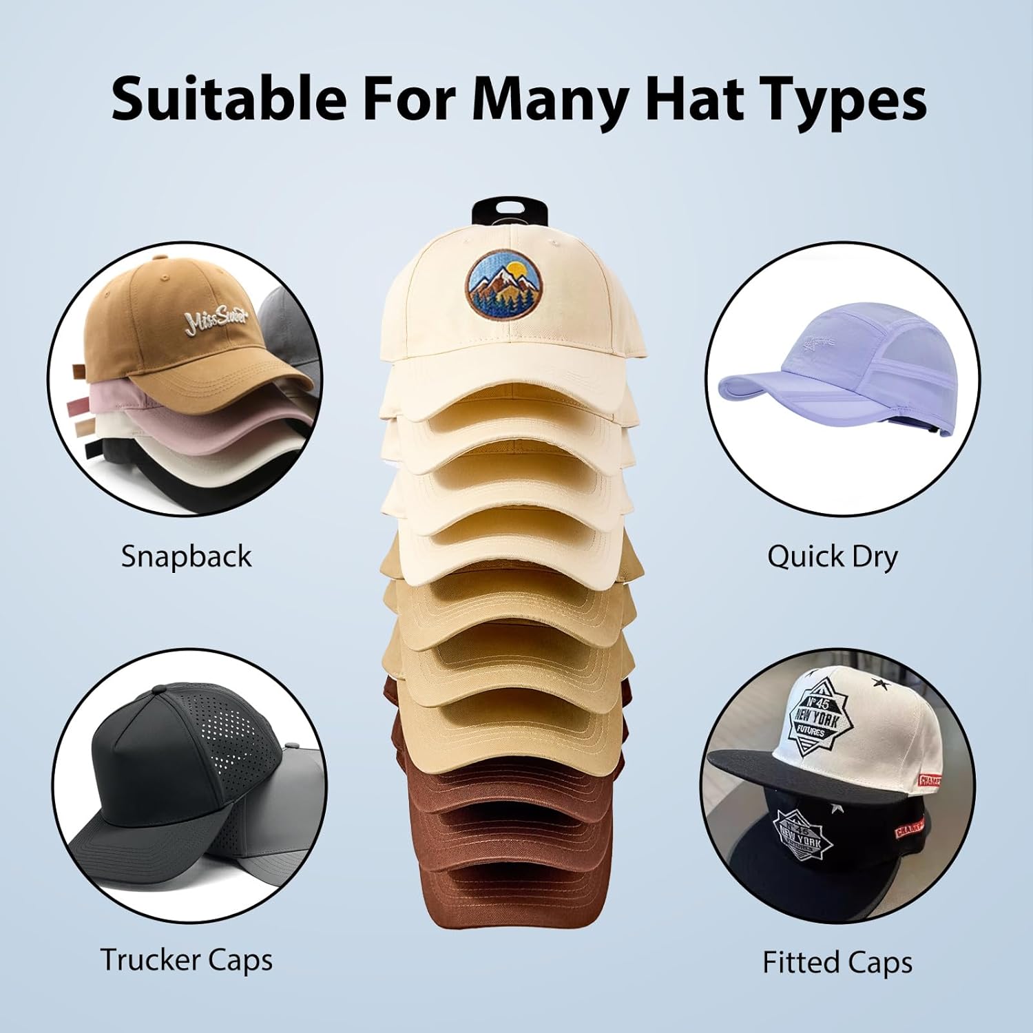 MACOPRO Hat Organizer - Wall-Mounted Baseball Cap Rack | 2 Pack Storage Solution for Up to 40 Hats