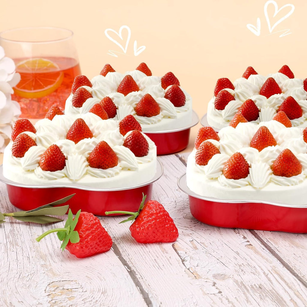 Modacraft 120 Pack Heart Shaped Cake Pans with Lids, 3.4oz Disposable Aluminum Foil Mini Cake Pans Cupcake Pans Flan Pan Dessert Baking Cup for Weddings Valentine Mother's Day Birthday Party Xmas