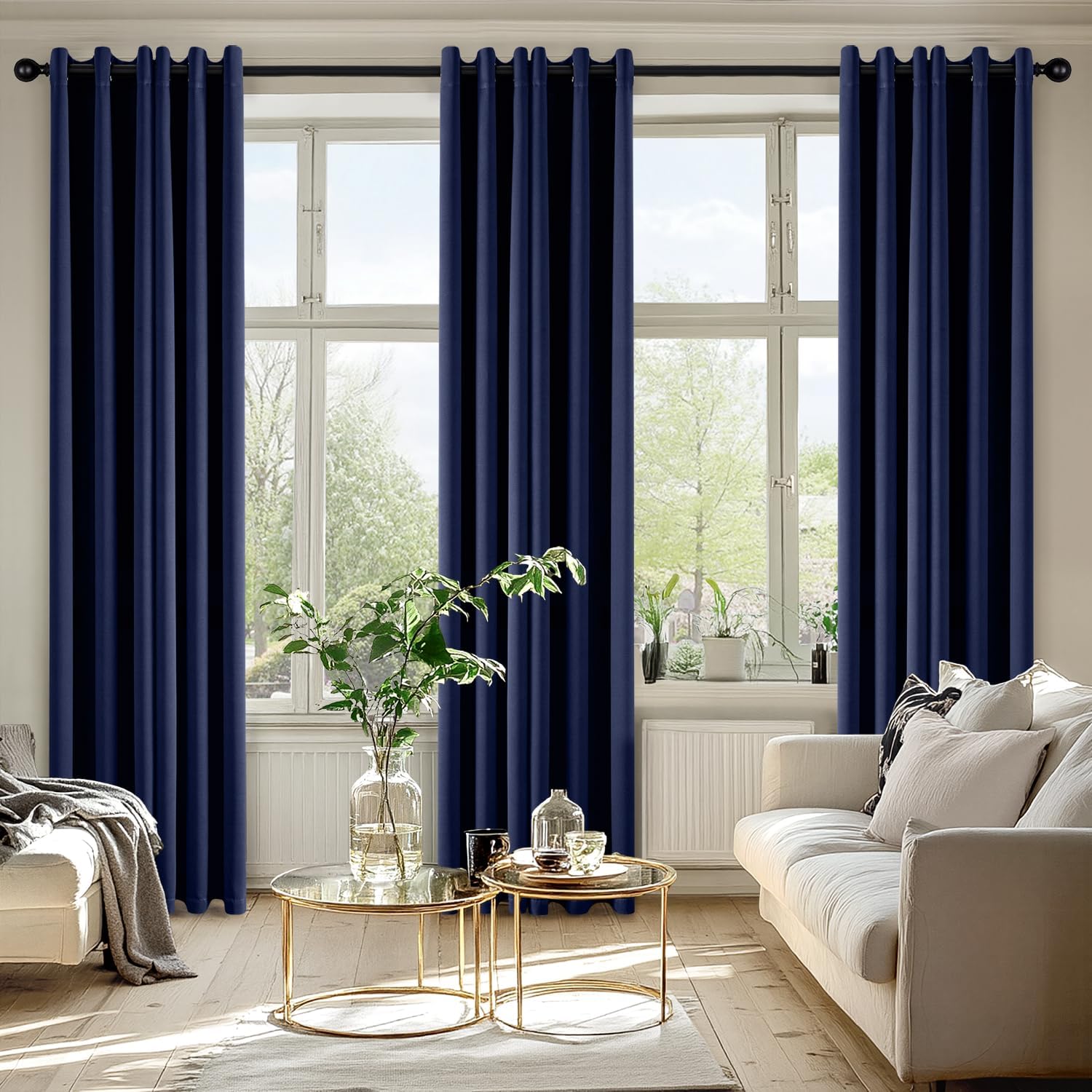 MIULEE Navy Blue Blackout Curtains - Thermal Insulated Room Darkening Drapes | 72 Inches Long, 2 Panels