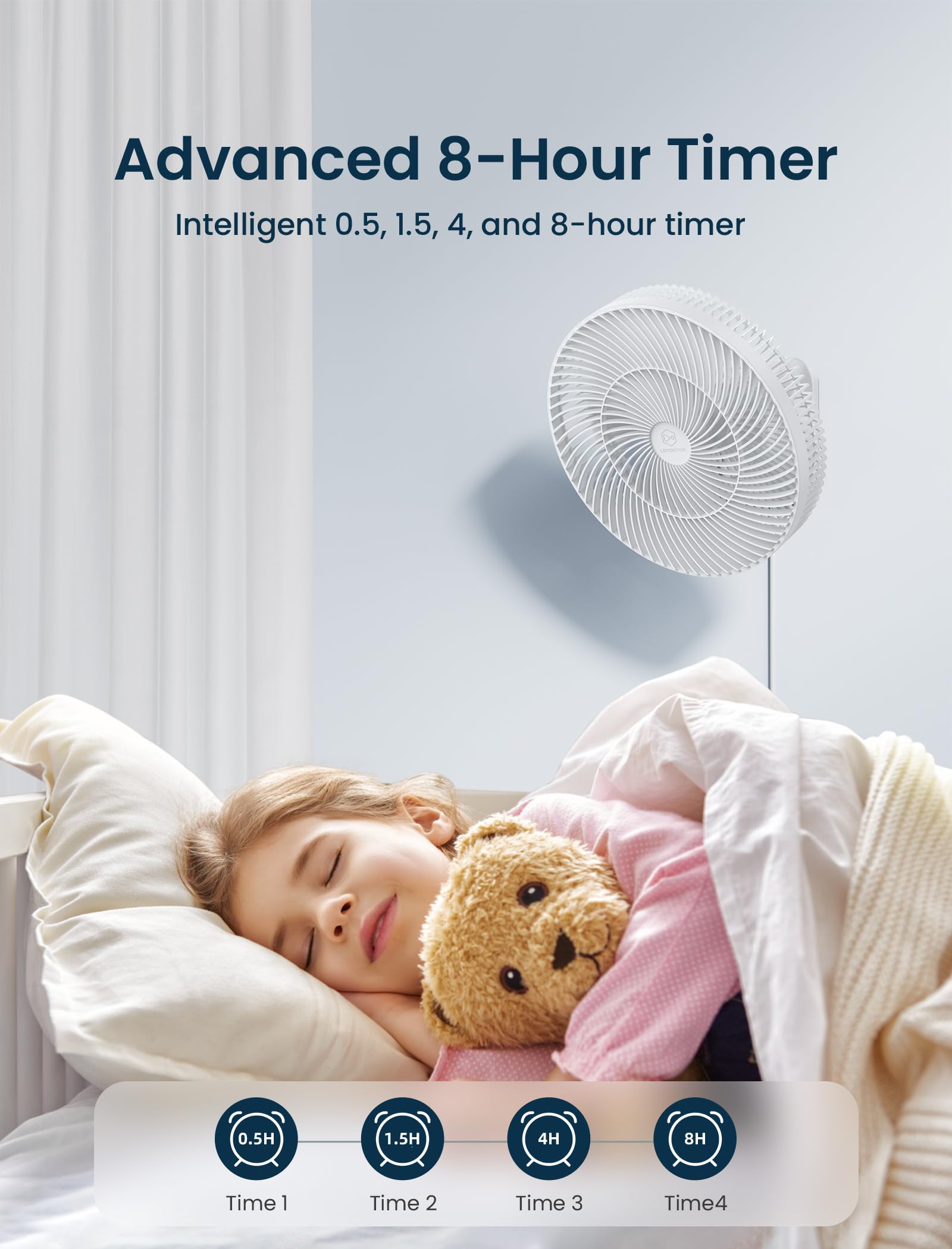 12 Inch Oscillating Wall Mount Fan with Remote & Timer, 4-Speed Quiet Indoor Bathroom/RV Fan, 90°Rotation,Adjustable Tilt,8.2ft Cord for Bedroom&Home Cooling, AC Fan for Corner,Garage,Easy Mount/Clean