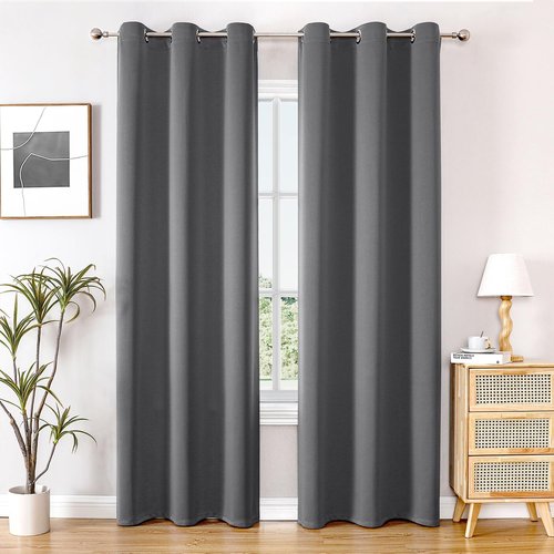 ChrisDowa Blackout Curtains - 84 Inch Thermal Insulated Grommet Panels Set for Bedroom & Living Room (Grey)