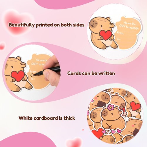H1vojoxo DIY Valentine’s Day Mailbox - 48PCS Valentine’s Day Cards and Mailbox for Kid Classroom Exchange Valentines Gift Card Box for Boys Girls Valentines Capy Card Box for Valentine Party Favor