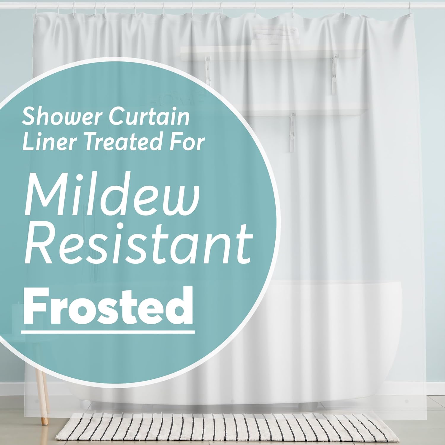 BigFoot Shower Curtain Liner - Premium 72 x 72 Odor-Free PEVA with Rustproof Grommets & Magnetic Weights | Frosted Finish