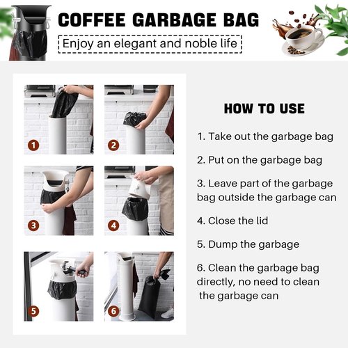 Espresso Knock Box Garbage Bags for Commercial Floor Standing coffee knock box Large trash bags for Coffee Grounds for Coffee Shop, Bar, Kitchen,Office (2Roll/50pcs)