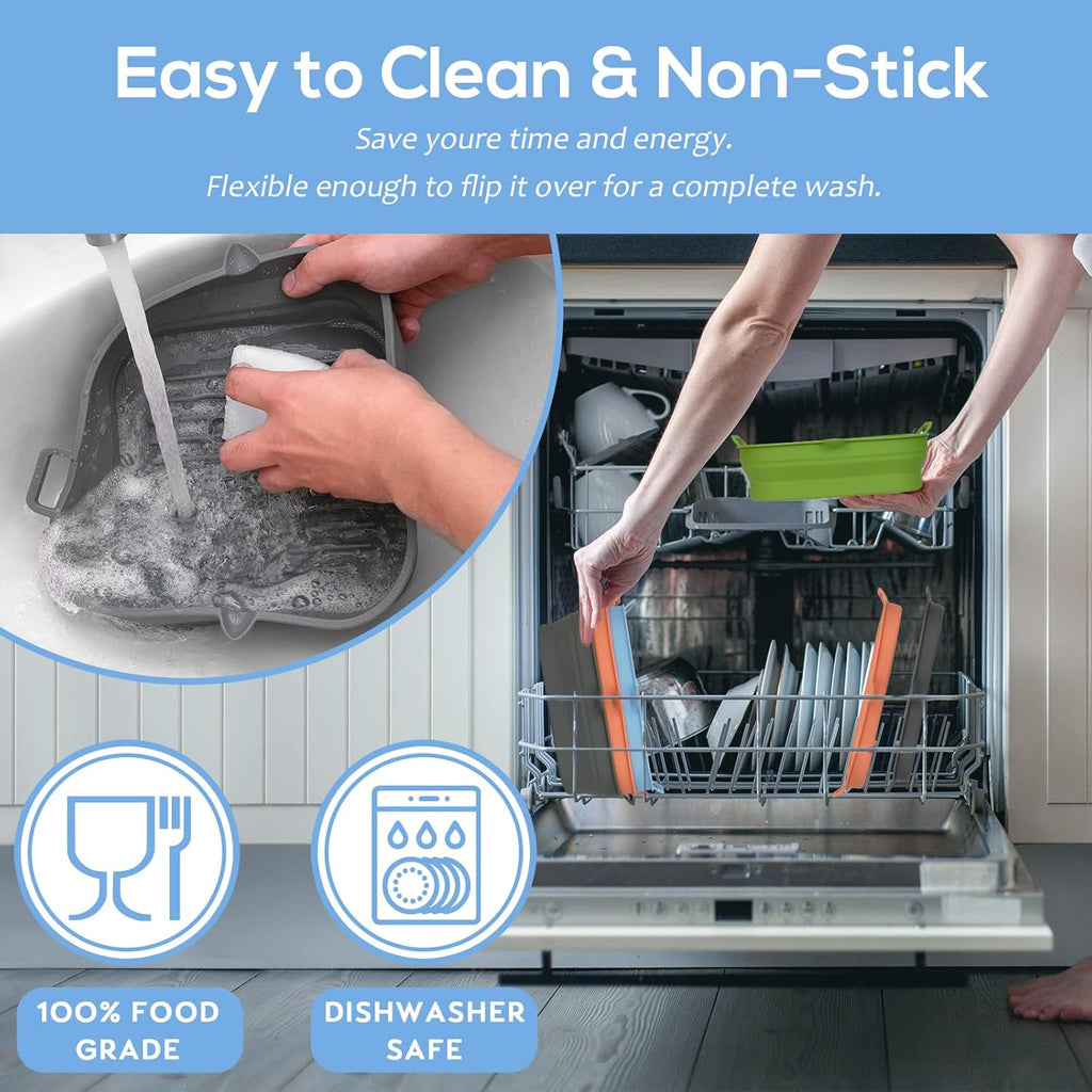 Silicone Air Fryer Liners - Reusable Collapsible Basket for 5.8 to 8 Qt Air Fryers | Easy to Clean, 8.5 Inch