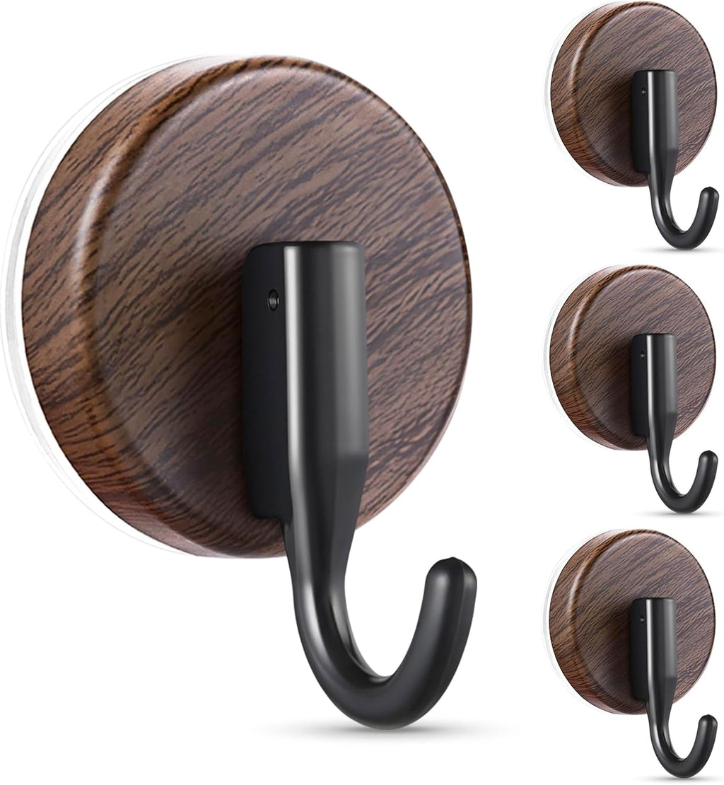 OUTXE Wreath Hanger - Upgraded Suction Cup Hook for Front Door & Glass Window | 4-Pack in Walnut