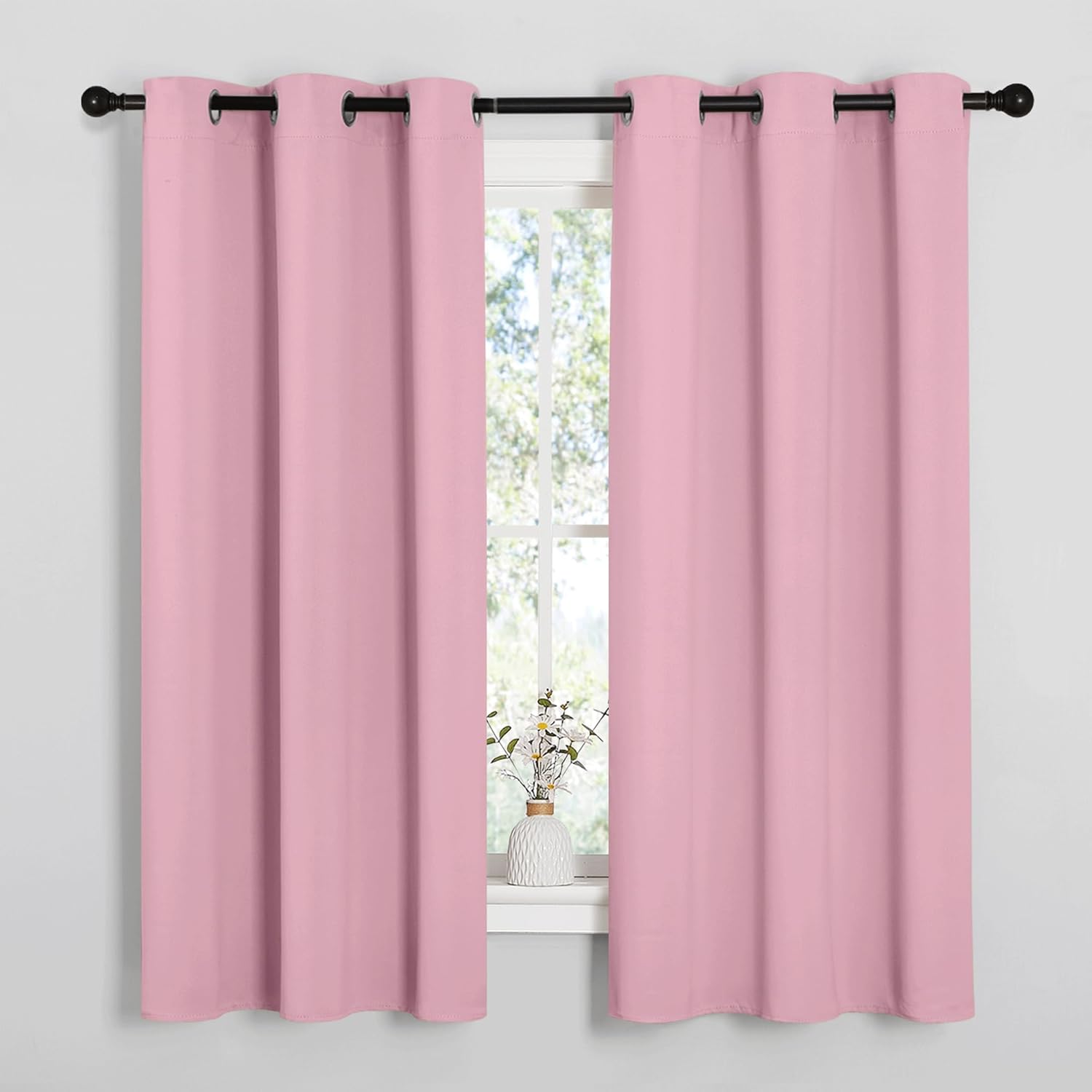 NICETOWN Blackout Curtain Panels - Thermal Insulated Draperies, 34x63 Inches, Crystal Pink (1 Pair)