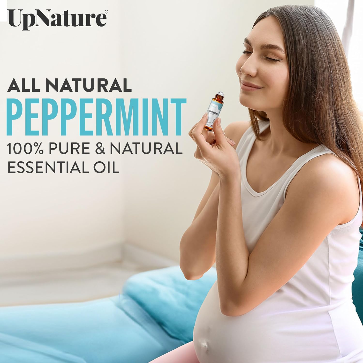 UpNature Peppermint Oil Roll-On - 100% Natural Nausea Relief for Pregnancy - Essential Oil Rollerball