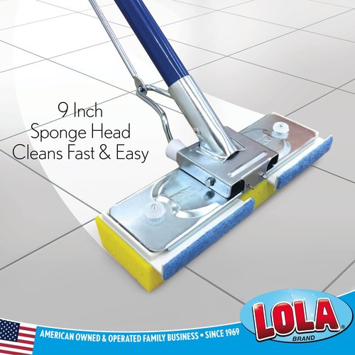 LOLA Squeeze Matic Butterfly Sponge Mop Refill, 9", 2 Pack Replacement Head, Floor Cleaning, Comparable w/Quickie Type S Sponge Mop Refill