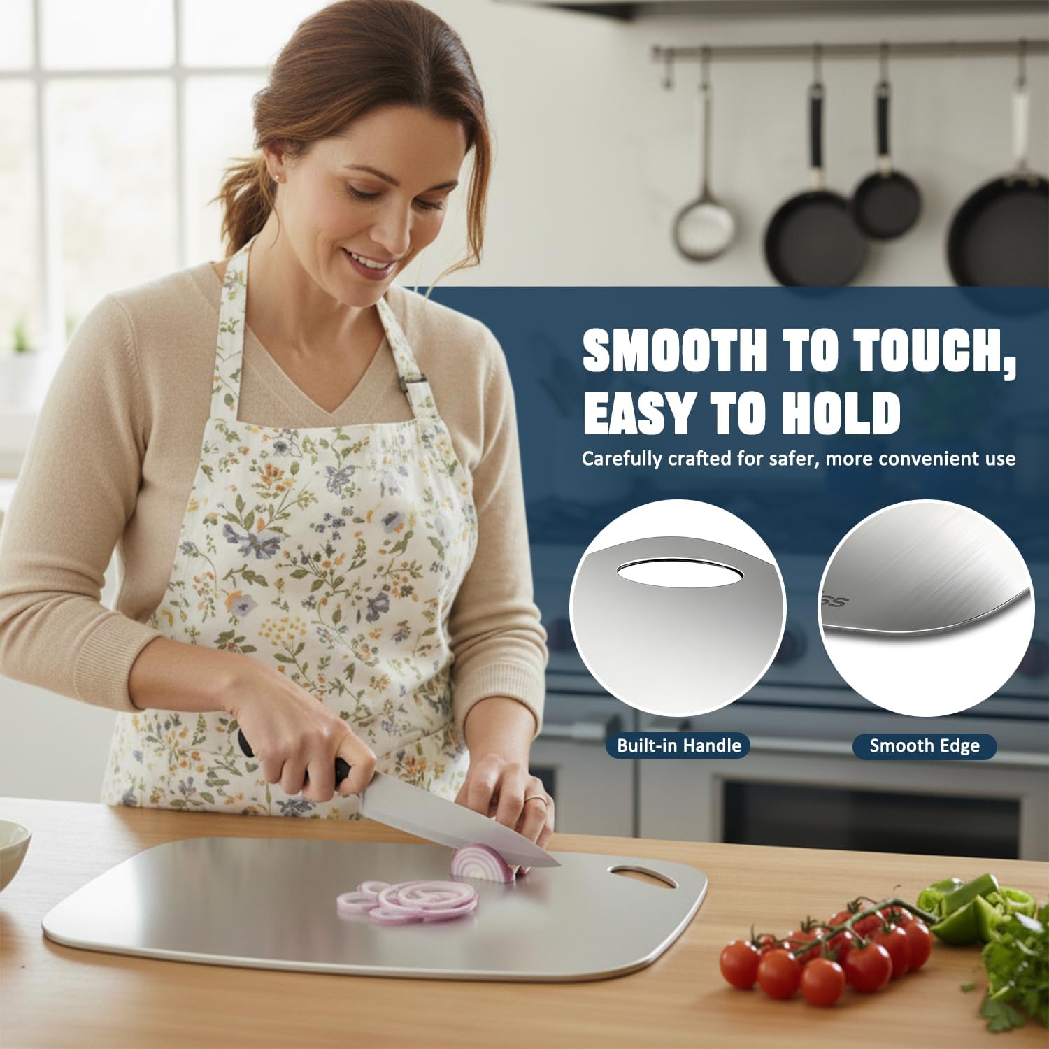 304 Stainless Steel Cutting Board by [Brand Name] - Non-Toxic, Double-Sided, 11.45" x 8.15" | Dishwasher Safe for Meat, Vegetables, and Fruit