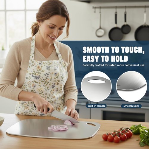 Beviss Real 99.85% Pure Titanium Cutting Board 13.66" x 9"- BPA Free, Non-Porous & Durable Kitchen Chopping Board for Meat, Vegetables, Fruits