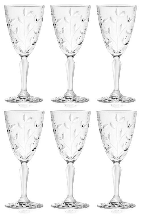 Barski Wine Glass - Goblet - Red Wine - White Wine - Water Glass - Stemmed Glasses - Set of 6 Goblets - Crystal like Glass - 7.7 oz. Beautifully Cut Designed Made in Europe