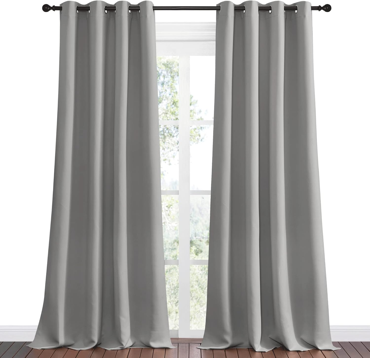 NICETOWN Silver Grey Room Darkening Curtain Panels - 102" Long | Heat-Blocking Drapes for RV & Playroom (2 Panels)
