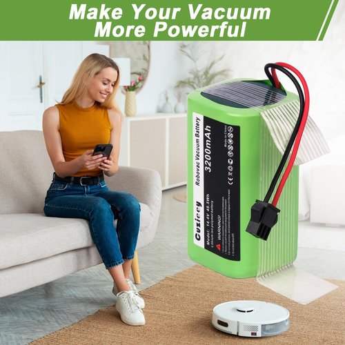 Cuzieey Replacement Battery for Eufy Robovac Vacuum - Batteries for Eufy Robot Vacuum 11 11S Max 30C 15C 25C 30C 35C - Battery Pack for Ecovacs Deebot N79 N79S N95 DN622 661 Tesvor x500 14.4V 3200mAh