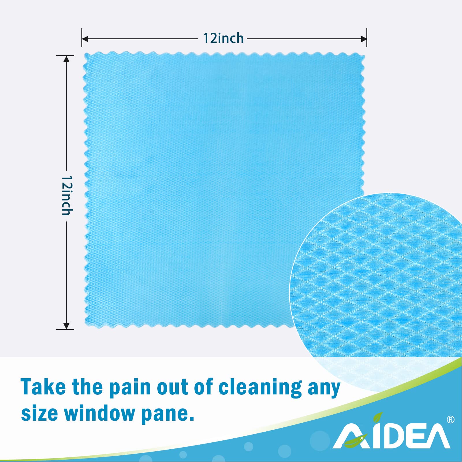 AIDEA Microfiber Glass Cleaning Cloth, 8PK, Premium Microfiber Glass and Window Cleaner, Lint Free Magic Cleaning Cloths for Glass, Windows, Windshields, Mirrors, Stainless Steel, 12"x12"