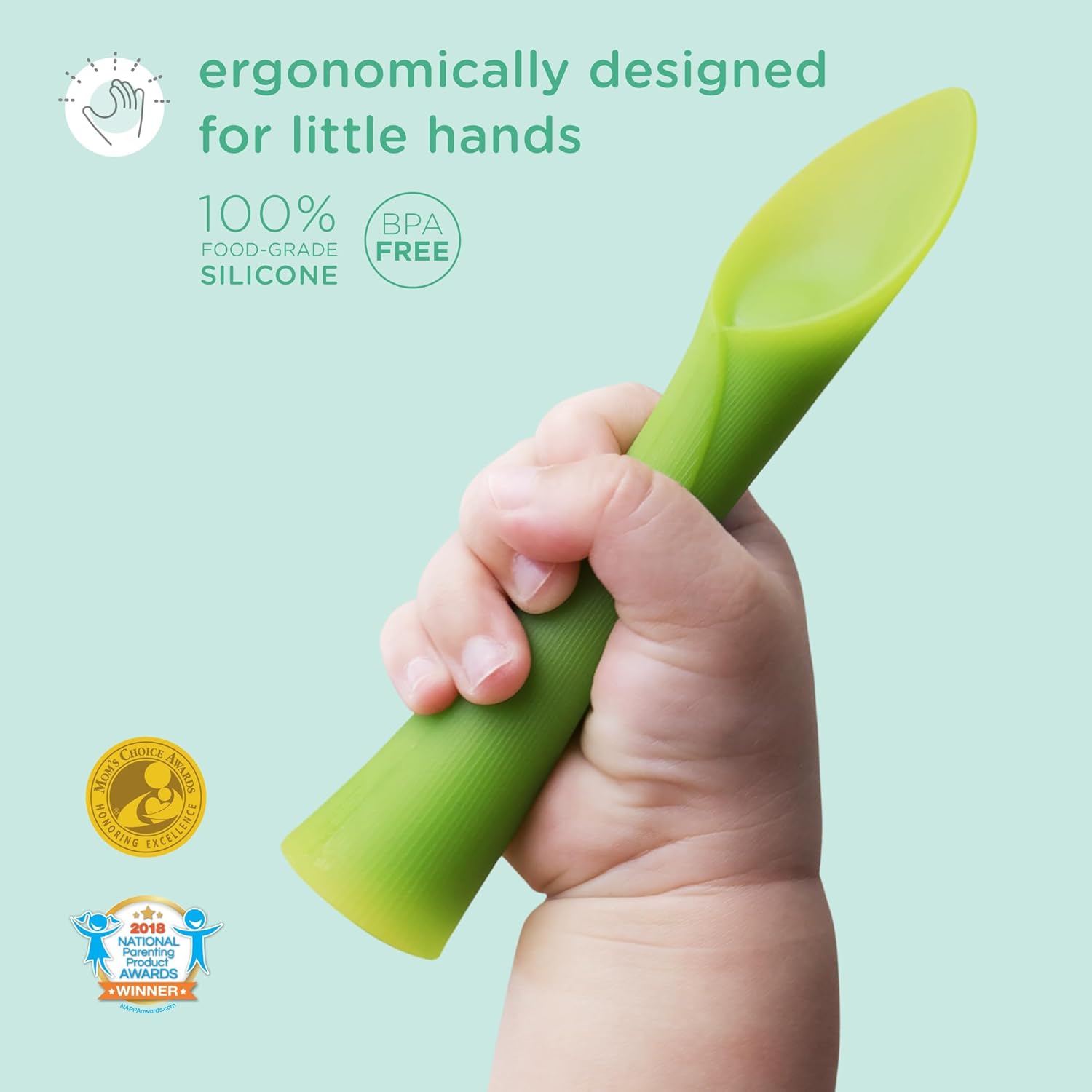 Olababy Soft-Tip Silicone Training Spoon Set - Perfect for Baby-Led Weaning | 2-Pack