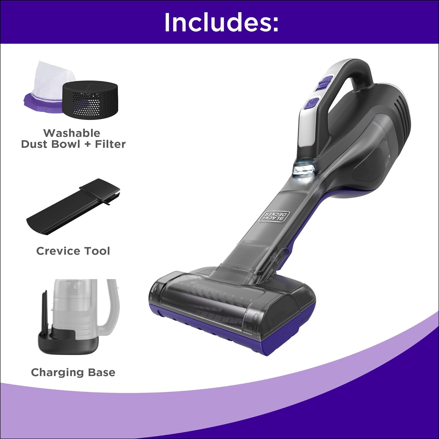 BLACK+DECKER Dustbuster Pet Hair Vacuum - Cordless Handheld with Powerful Suction & LED Light | Includes Pet Brush & Crevice Tool