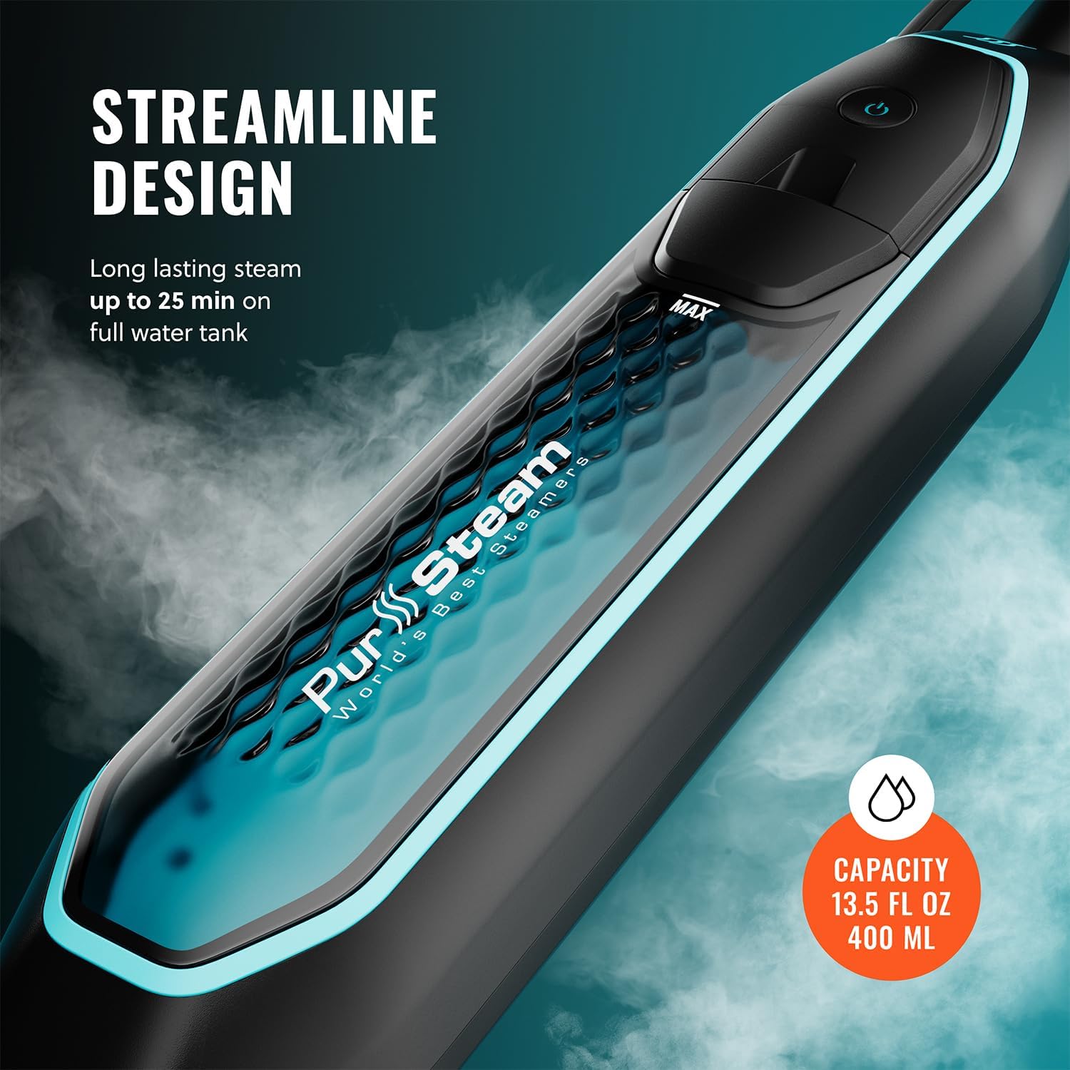 Pursteam | ScrubMaster Steam Mop - Dual Scrubbing Head, LED Lights & Adjustable Steam Control