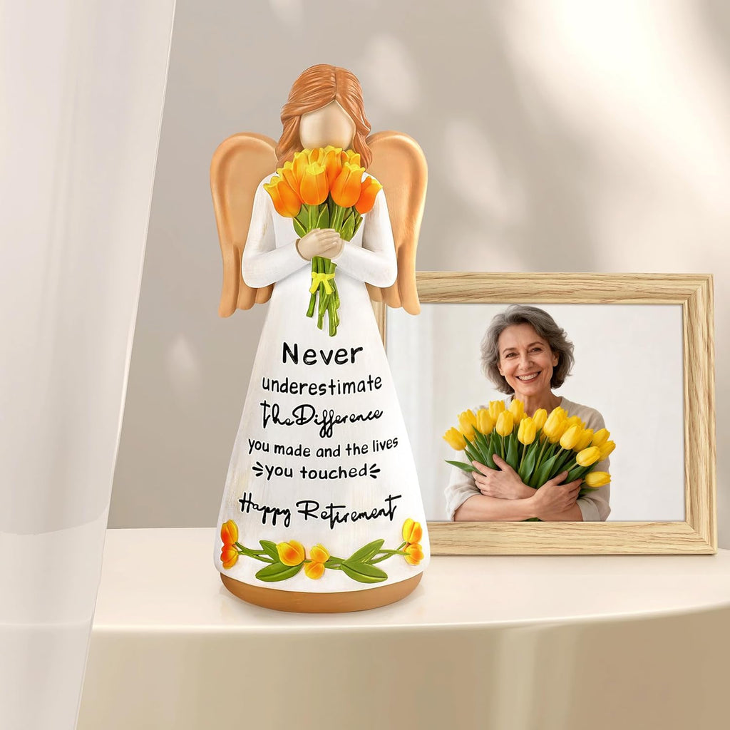 Regine Switzerland Hand-Painted Angel Figurine - Thoughtful Retirement Gift for Women | Perfect for Coworkers and Friends
