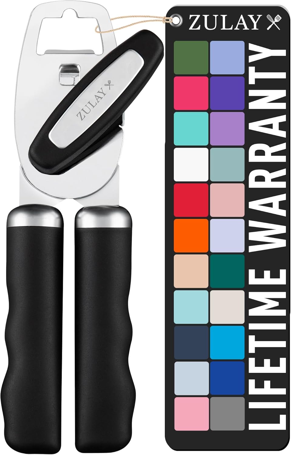 Zulay Kitchen COMFY™ Can Opener - Rust-Proof Stainless Steel with Soft Grip Handles - Black
