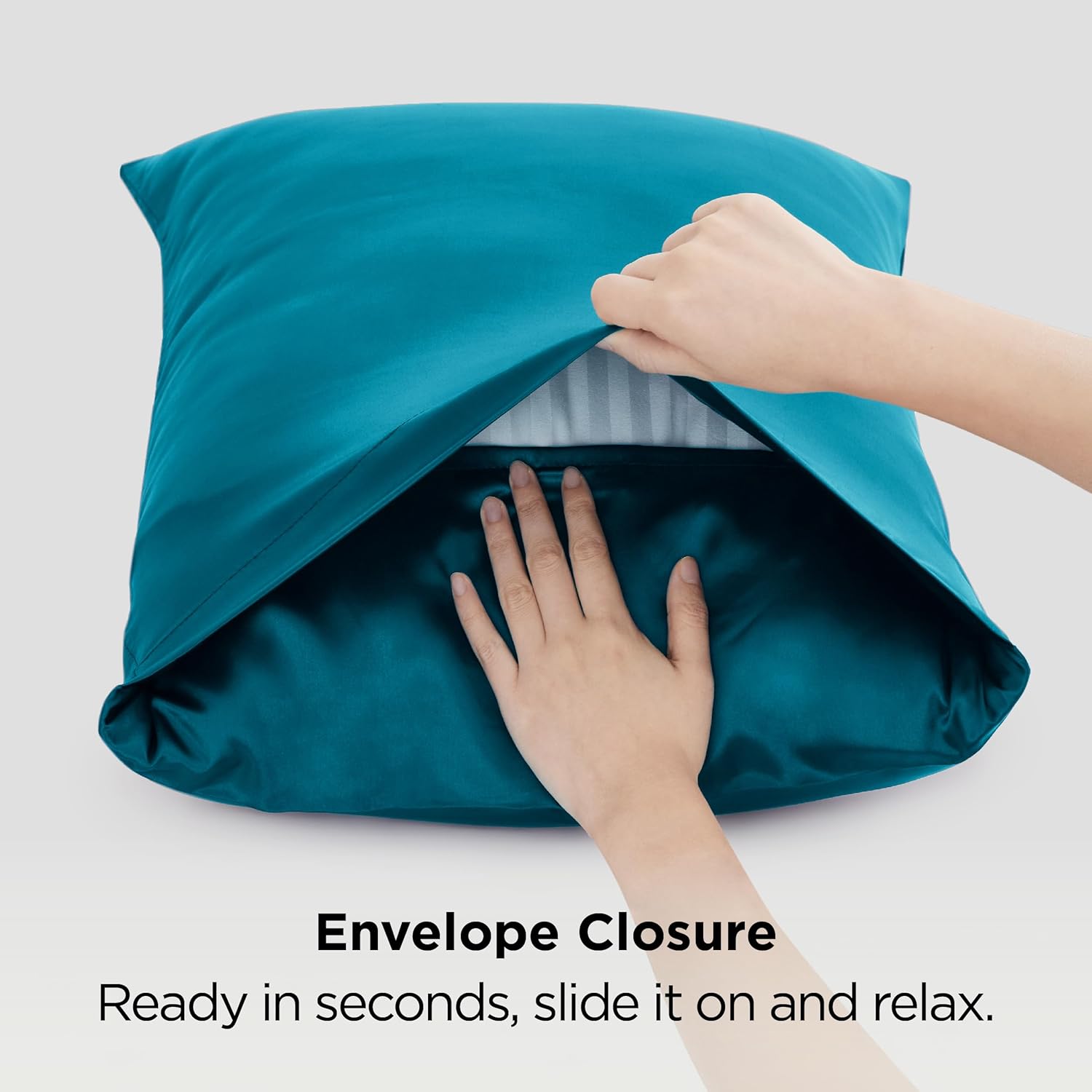 Bedsure King Size Satin Pillowcase Set - Teal Silky Pillow Cases for Hair & Skin, 20x36 Inches, 2-Pack