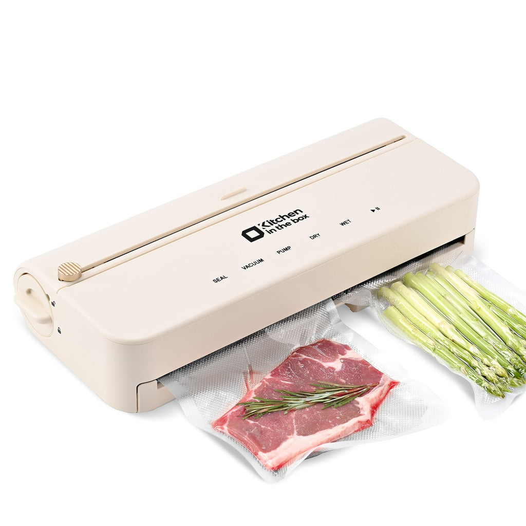 Kitchen Vacuum Sealer, Smart Vacuum Food Sealer with Built-in Bag Storage and Cutter Food Vacuum Storage with External VAC for Jar and Containers, Includes 5M Bag Rolls (silver)