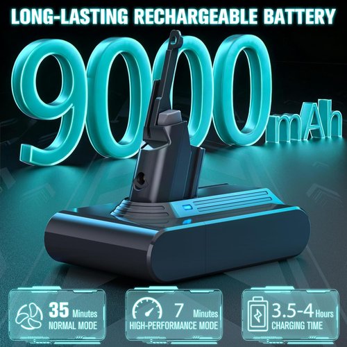 EGR Advanced 9000mAh V7 Battery Replacement - Compatible with Dyson SV11 V7 Models | Powerful HEPA Vacuum Cleaner Upgrade