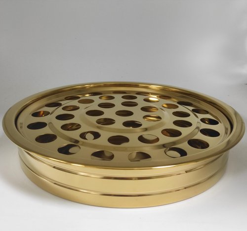 Communion Holy Wine Serving Cup Tray with Cover, Stainless Steel Brass Color Communion Tray Set with 160pcs Disposable Cups for Churches Supplies
