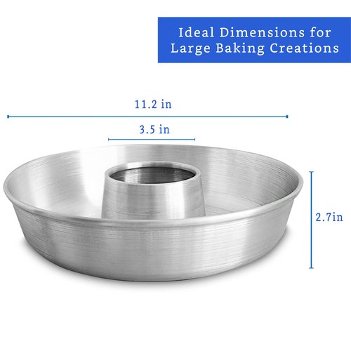 Flan Mold with Lid - Oversized XL (10.5 x 3.2 in) and Aluminum Ring Cake Pan (11.2 in)