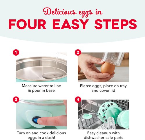 Dash Deluxe Egg Cooker | Boiler, Poacher & Steamer - Holds 12 Eggs - Aqua - BPA Free & Dishwasher Safe